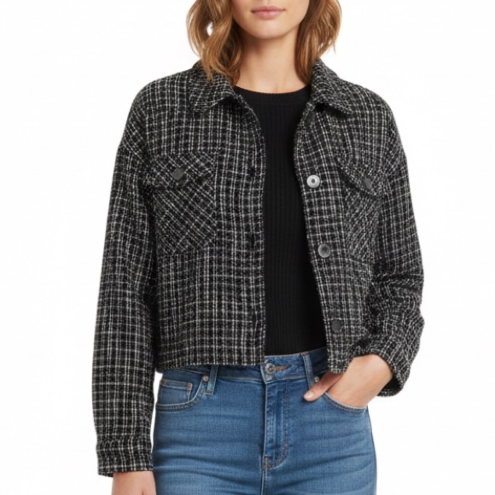 Christian Siriano Tweed Cropped Oversized Blazer Jacket NWOT (XL)